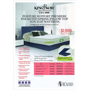 King Koil Posture Support Premiere Pocketed Spring Pillow Top (Non-Flip Mattress)